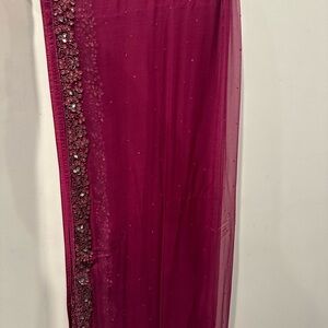 Elegant Maroon Embellished Scarf